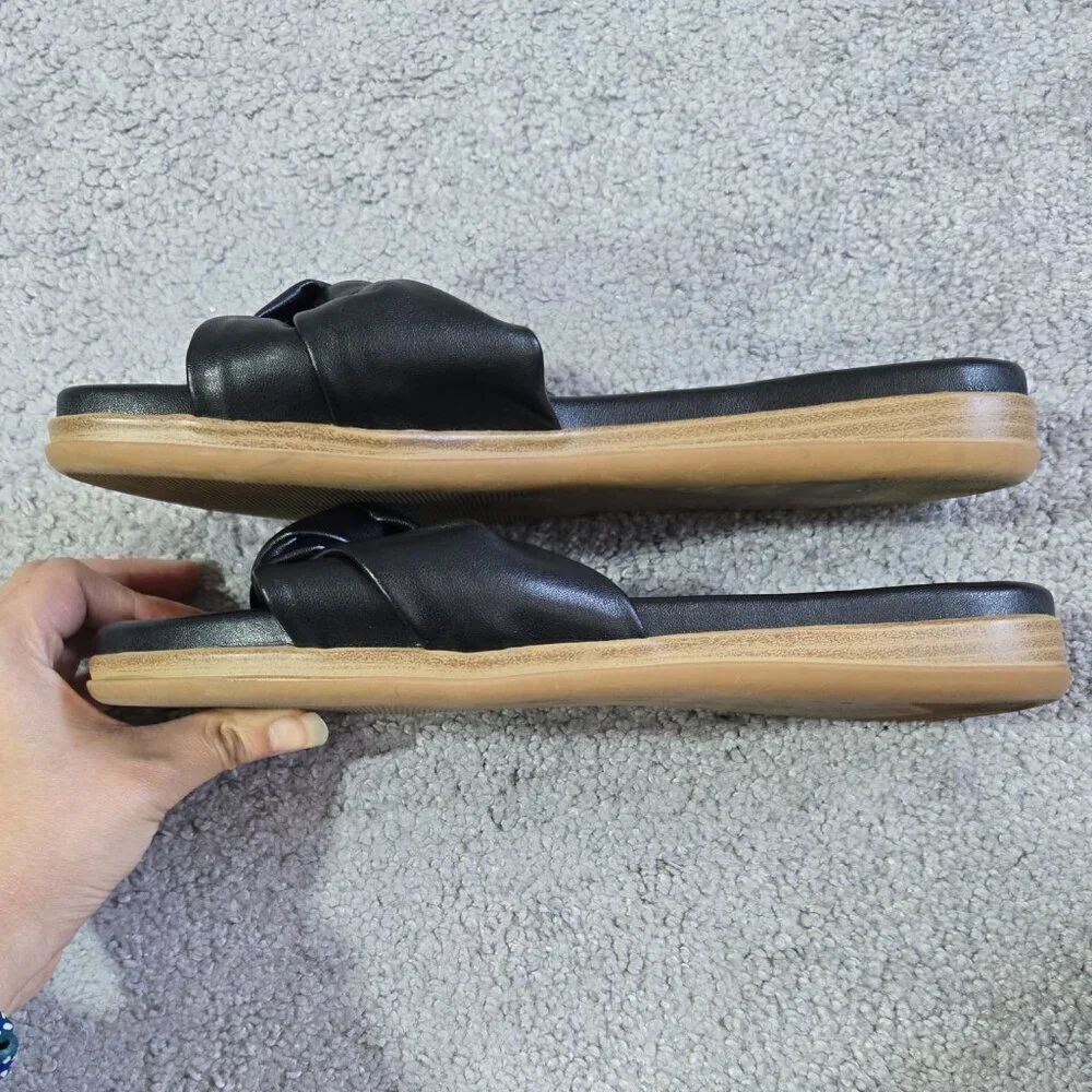Joie Black Knot Slide Sandals Slip On Flats Dressy Neutral Vacation Whimsical